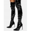 Siyah Rugan Casadie Topuk Diz Üstü Çizme