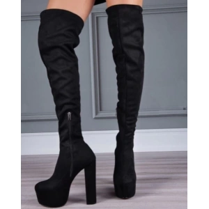 Siyah Diz Üstü Platform Çizme