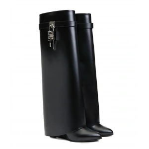 Siyah Dolgu Topuk Diz Altı Çizme