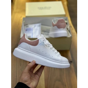 Beyaz Deri Arkası pembe Mcqueen Sneakers