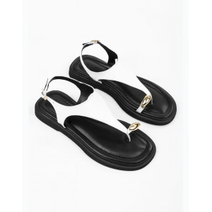 Beyaz Deri Parmak Arası Sandalet