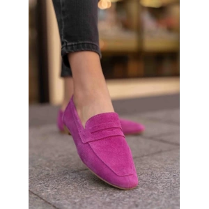 Fuşya Hakiki Süet Deri Babet