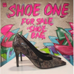 Hakiki Deri Yılan Baskılı Stiletto