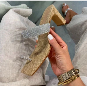 Hasır Yüzük Parmaklı Taşlı Terlik