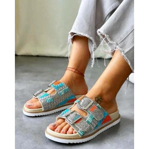 İthal Boncuklu Taşlı Terlik