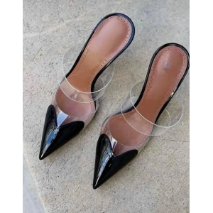 Şeffaf Siyah Rugan Kalpli Terlik