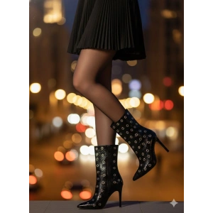 Siyah Rugan Croko Botie