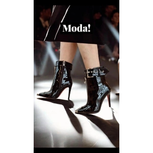 Siyah Rugan Fermuarlı Botiee