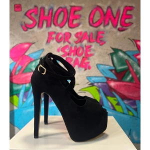 Sİyah Süet Çapraz Bağlı Platform