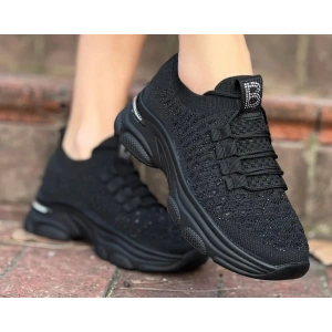 Siyah Triko Taşlı Sneakers