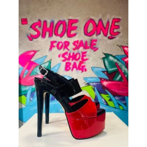 Sİyah Ve Kırmızı Rugan Platform