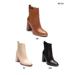 Taba Deri Kalın Topuk Botie