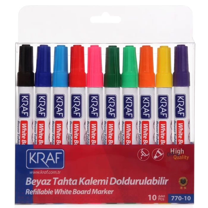 Kraf Beyaz Tahta Kalemi Doldurulabilir 770-10 Lu Set