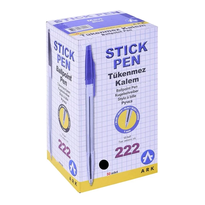 Ark Stıck Pen Tükenmez Kalem Mavi 50Li