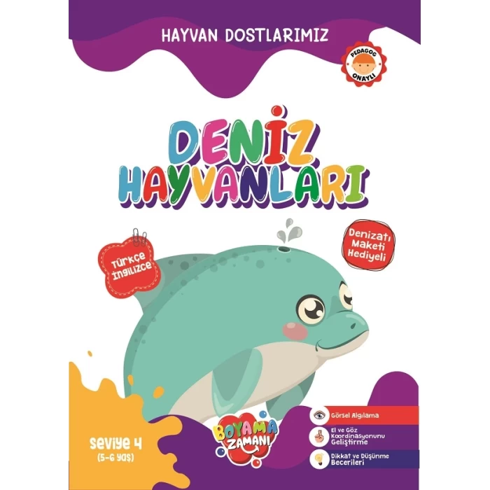 Boyama Zamanı Hayvan Dostlarımız Deniz Hayvanları (5-6)Yaş