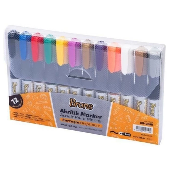 Brons Akrilik Marker Kalem 12li Br-4000