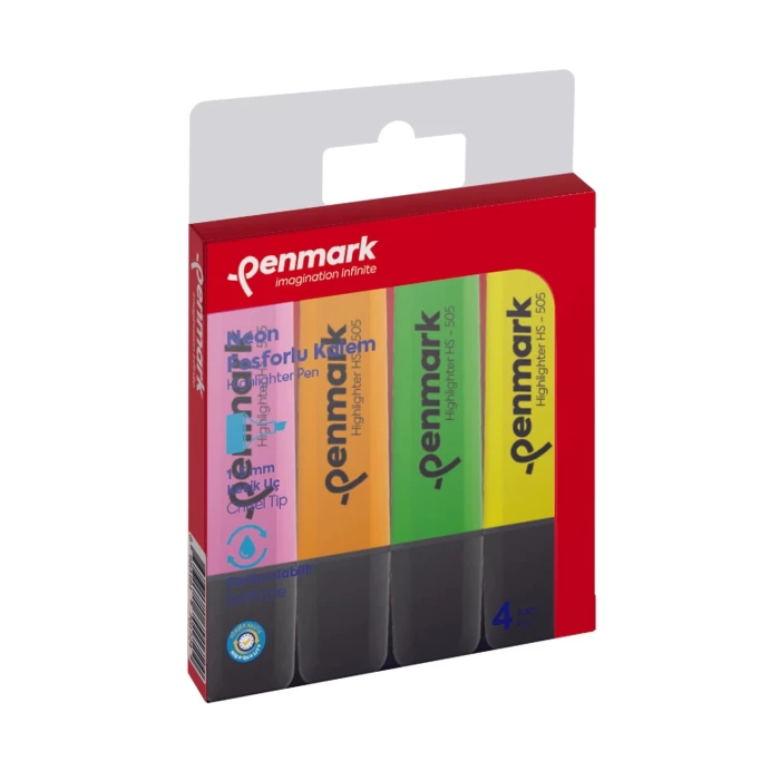 Penmark Fosforlu Kalem 4 Lü Karışık Renk Neon Hs-505-4n