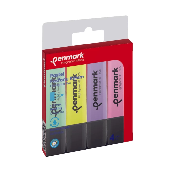 Penmark Fosforlu Kalem 4 Lü Karışık Renk Pastel Hs-505-4p