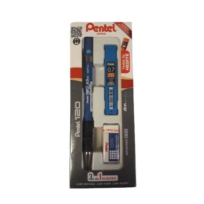 Pentel A317-3CS 3lü 0,7mm Takım Versatil+Silgi+Uç Krm Renk