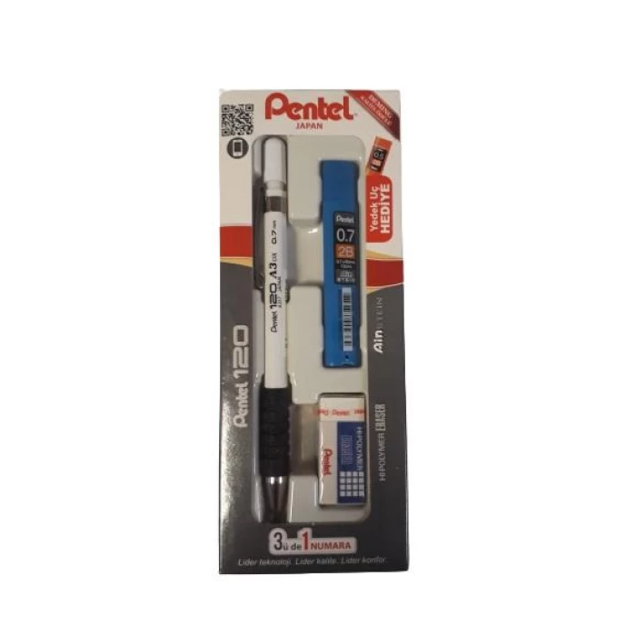 Pentel A317-3CS 3lü 0,7mm Takım Versatil+Silgi+Uç Krm Renk