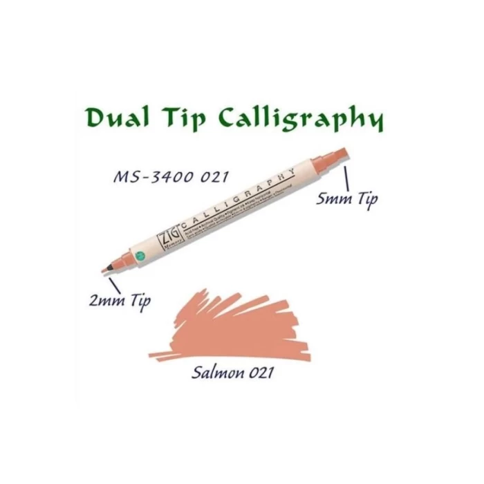 Zıg Kaligrafi Kalemi Çift Uçlu Ms-3400 021 Salmon