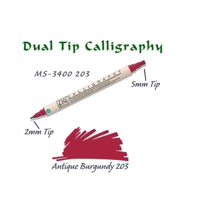 Zıg Kaligrafi Kalemi Çift Uçlu Ms-3400 203 Burgundy