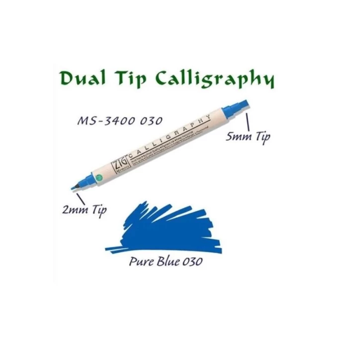Zıg Kaligrafi Kalemi Çift Uçlu Ms-3400 030 Pure Blue