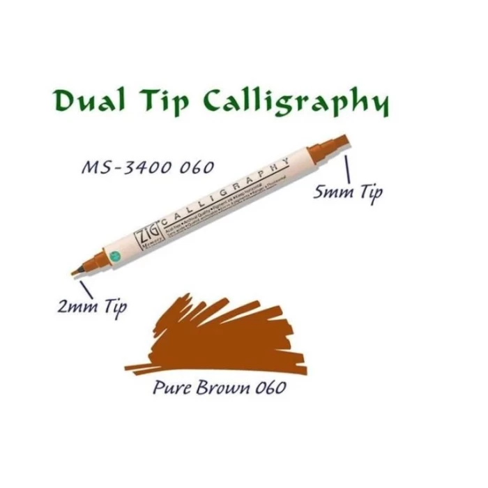 Zıg Kaligrafi Kalemi Çift Uçlu Ms-3400 060 Pure Pure Brown