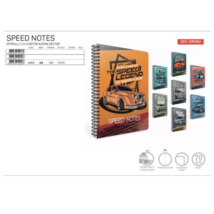 Gıpta Speed Notes Sp Karton Kapak A4 100 Yp Çizgili Defter 4680