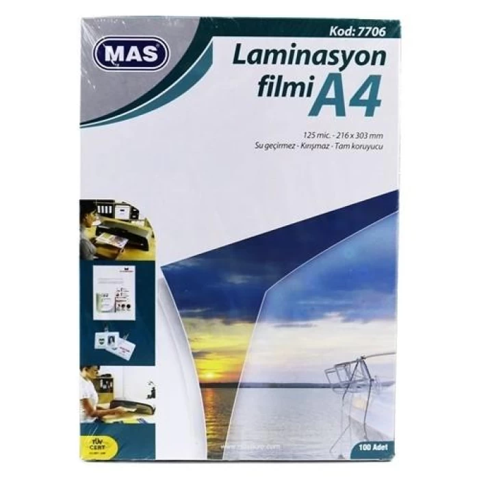 Mas Laminasyon Filmi 125 Mic A4 100Lü 7706