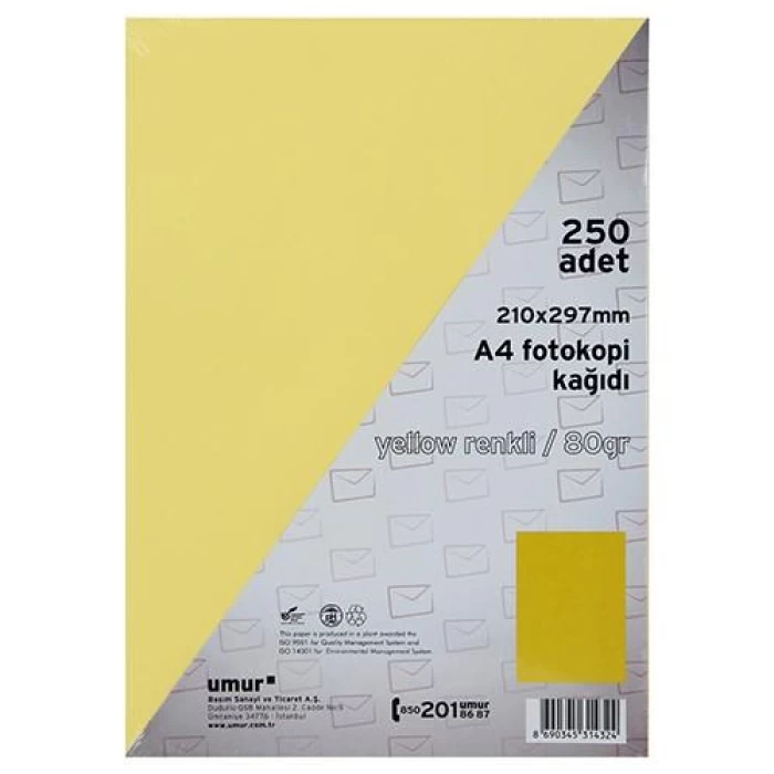 Umur A4 Renkli Fotokopi Kağıdı Yellow 50002411