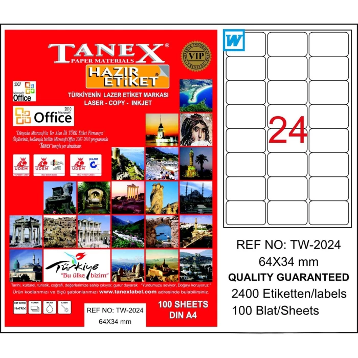 Tanex Laser Etiket Tw-2024 64x34