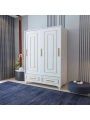 Asu 2 Kapaklı Sürgülü Lüx Tasarımlı 2 Çekmeceli Gardırop Dolap-Beyaz