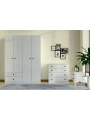 Buse 4 Kapaklı 2 Çekmeceli Gardırop Şifonyer Komidin Takımı-Beyaz
