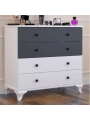 Linet 4 Çekmeceli Şifonyer-Beyaz Antrasit