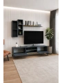 Mahur Modern Kitaplıklı Raflı Sehpa Tv Ünitesi- Antrasit