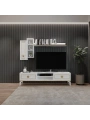 Mahur Modern Kitaplıklı Raflı Sehpa Tv Ünitesi-Beyaz