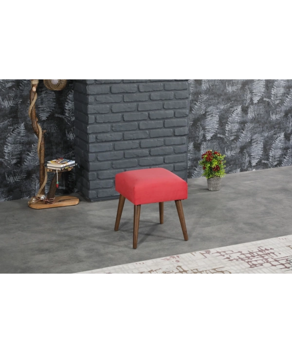 Ahşap Ayaklı 40x40 Cm Kare Puf Bench -nar Çiçeği