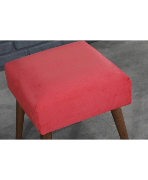 Ahşap Ayaklı 40x40 Cm Kare Puf Bench -nar Çiçeği