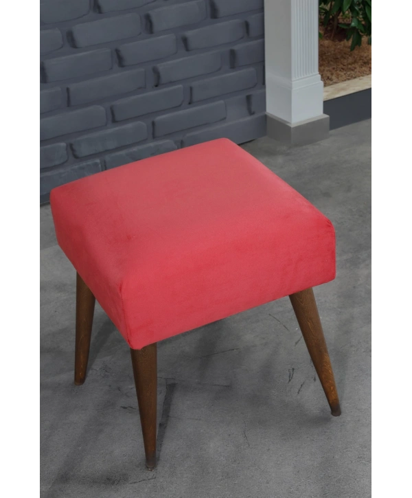 Ahşap Ayaklı 40x40 Cm Kare Puf Bench -nar Çiçeği
