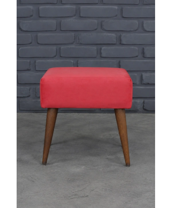 Ahşap Ayaklı 40x40 Cm Kare Puf Bench -nar Çiçeği