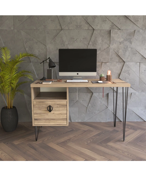Arya Metal Ayaklı Çalışma Masası-Meşe