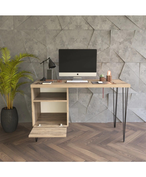 Arya Metal Ayaklı Çalışma Masası-Meşe