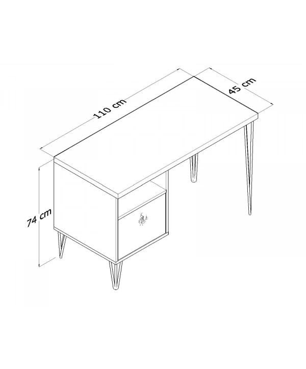 Arya Metal Ayaklı Çalışma Masası-Meşe