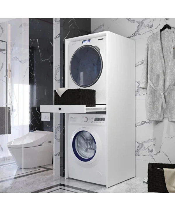 Asel Çamaşır Ve Kurutma Makinası Dolabı-Beyaz