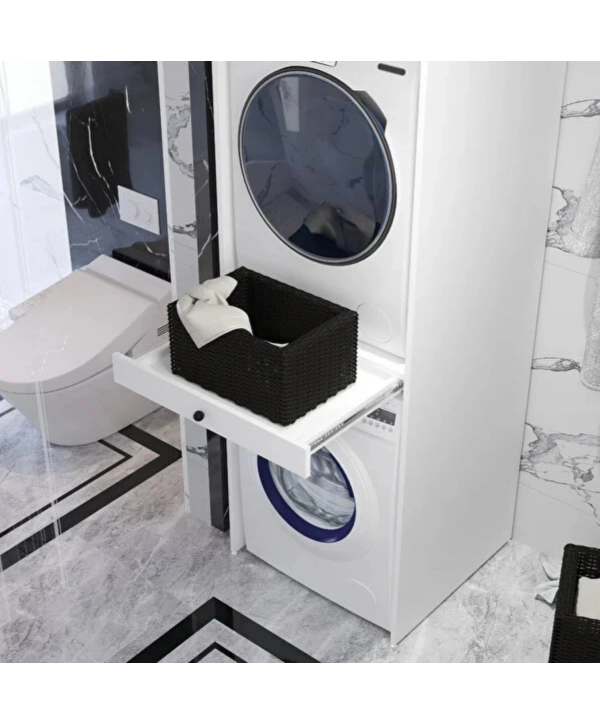 Asel Çamaşır Ve Kurutma Makinası Dolabı-Beyaz