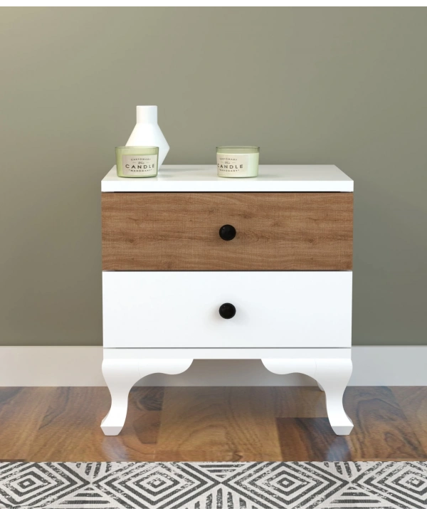 Aymira 2 Çekmeceli Komidin-Beyaz Meşe