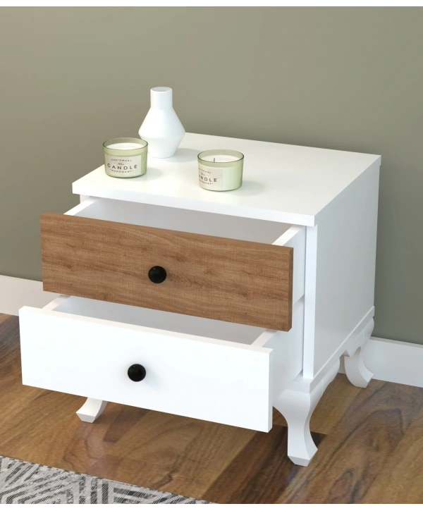 Aymira 2 Çekmeceli Komidin-Beyaz Meşe