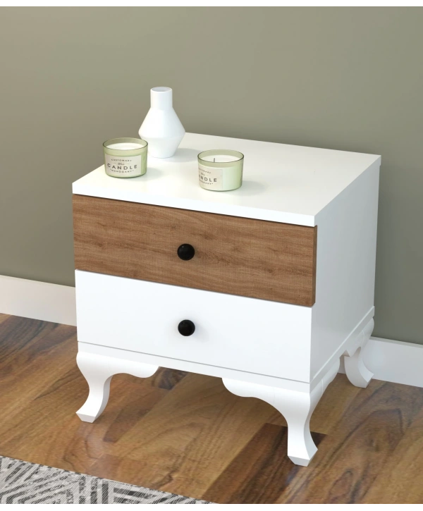 Aymira 2 Çekmeceli Komidin-Beyaz Meşe