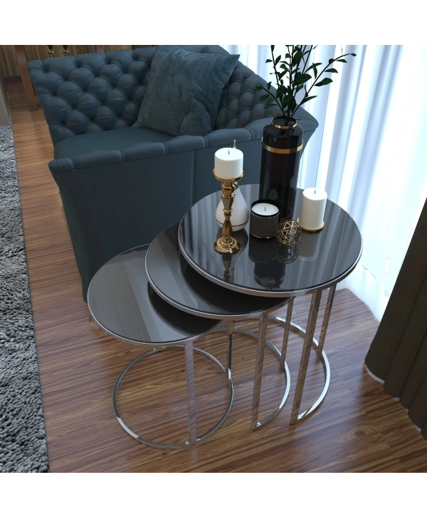 Beyza Lüx Zigon Sehpa -Gümüş